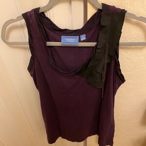 SIMPLY VERA WANG WOMENS SLEEVELESS TOP SIZE M TWO TONE PLUM CHAIN DETAIL